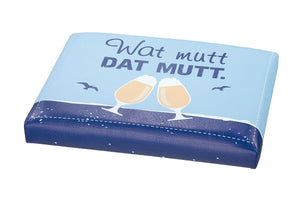 Bierkasten Sitzpolster, Sitzkissen, Biersitz, Abdeckung für Bierkiste, Auflage „Wat mutt DAT MUTT“