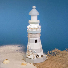Laden Sie das Bild in den Galerie-Viewer, Holz LED Leuchtturm „Anker mit Tau“
