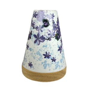 Porzellan Windlicht Vintage Style, „lila Blüten"