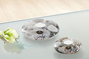 Dreamlight: Teelichthalter aus Glas, Ufo Mini, „Natur-Strand“
