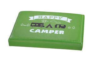 Bierkasten Sitzpolster, Sitzkissen, Biersitz, Abdeckung für Bierkiste „Happy Camper“