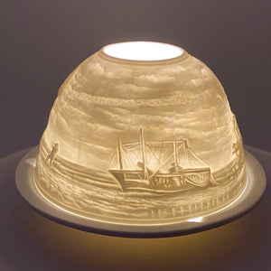 Porzellan Windlicht, Teelicht "Kitesurfer"