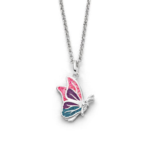DUR Schmuck: Kette "Butterfly" Schmetterling mit rosa, lila & blauem Steinsand, K2875