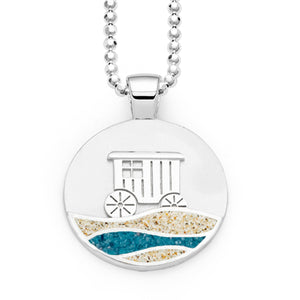 DUR Schmuck: Anhänger "Strandwellen", Norderney, mit Strandsand und blauem Steinsand, P4181