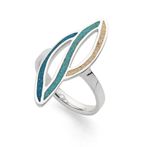 DUR Schmuck: Ring "Ocean Stream 2" mit Strandsand und blauem Steinsand, R5856