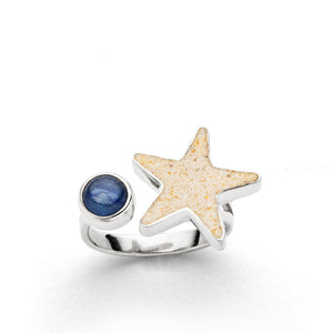 DUR Schmuck: Ring "Sandseestern/Kyanit" mit Strandsand und Kyanit, R5977